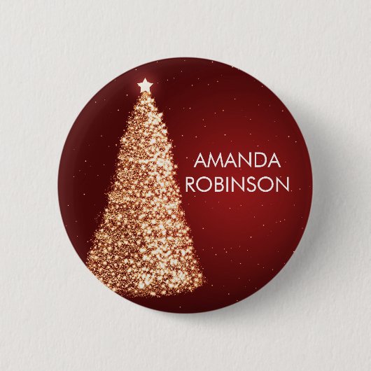 Elegant Gold kerstbomen Red Ronde Button 5,7 Cm (Voorkant)