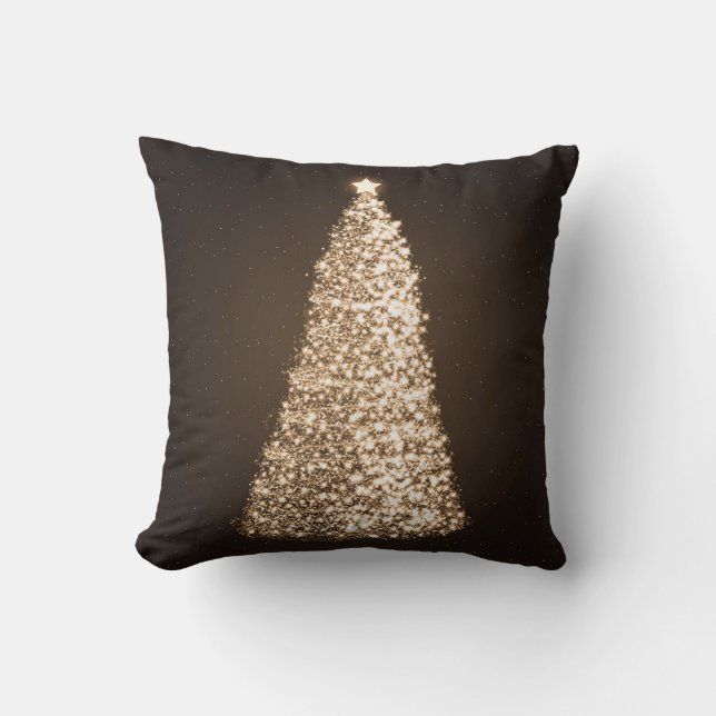 Elegant Gold-kerstboom Brown Kussen (Voorkant)