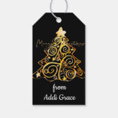 Elegant Gold kerstboom - Label met cadeau Cadeaulabel (Achterkant)