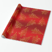 Elegant Gold-kerstboompatroon Cadeaupapier (Uitgerold)