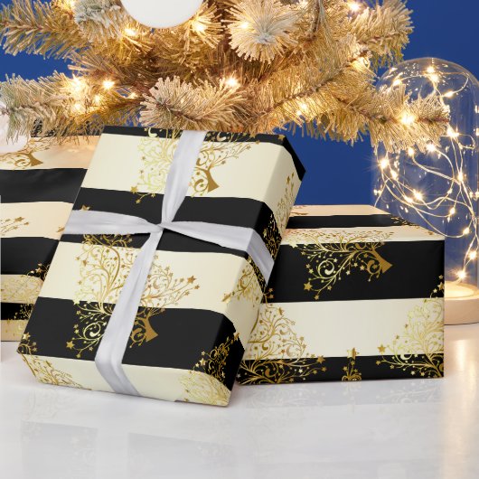 Elegant Gold-kerstboompatroon Cadeaupapier (Feestdagen)
