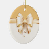 Elegant Gold Kerstmis Bow Keramisch Ornament (Rechts)