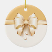 Elegant Gold Kerstmis Bow Keramisch Ornament (Achterkant)