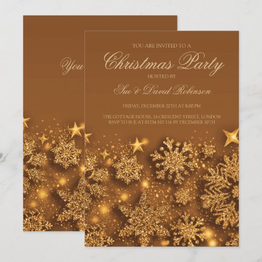 Elegant Gold Kerstparty Winter Glam Kaart (Voorkant / Achterkant)