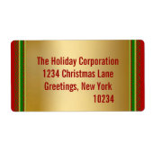 Elegant Gold-kerstretouradreslabels Etiket (Voorkant)