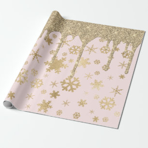 Elegant Gold-kerstsnowflake-patroon drift Cadeaupapier