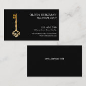 Elegant Gold Key Professioneel Onroerend Goed Visitekaartje (Voorkant / Achterkant)