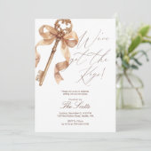 Elegant Gold Key We Got The Keys Housewarming Kaart (Staand voorkant)