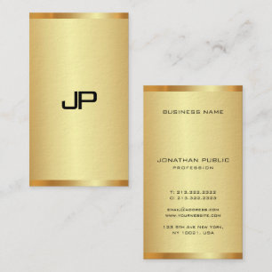 Elegant Gold Kijk Modern Verticaal Monogram Visitekaartje