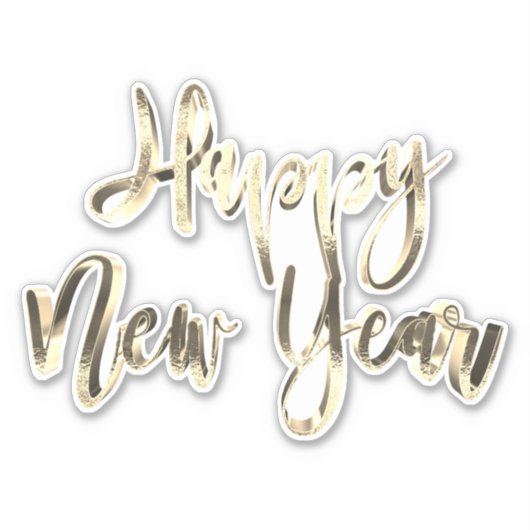 Elegant Gold Kijk Script Festive Happy Nieuwjaar Sticker (Voorkant)