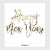 Elegant Gold Kijk Script Festive Happy Nieuwjaar Sticker (Vel)