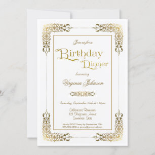 Elegant Gold Lace Birthday Dinner Party Kaart