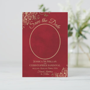 Elegant Gold Lace en Oval Foto van het gemarmerde  Save The Date