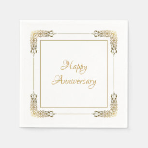 Elegant Gold Lace Happy Jubileum Napkins Servet