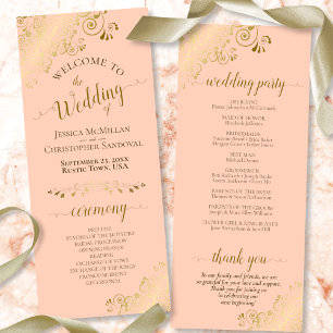 Elegant Gold Lace op koraalperhuwelijk Programma