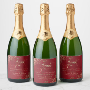 Elegant Gold Lace over de Krim Rood Weddenschap Ha Sparkling Wijnetiket