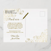 Elegant Gold Lace & Photo White Save the Date Folie Uitnodiging Briefkaart (Achterkant)