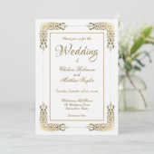 Elegant  Gold Lace Wedding Kaart (Staand voorkant)