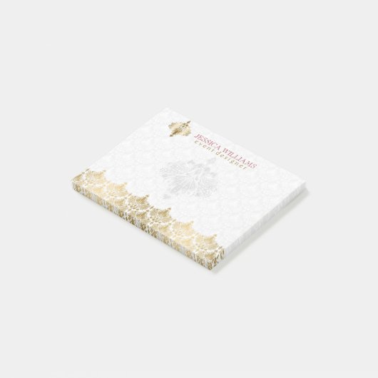 Elegant Gold Lace White Plush Dammaskers Post-it® Notes (Schuin)