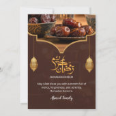 Elegant Gold Lantern Warm Brown with Dates Iftar Kaart (Achterkant)