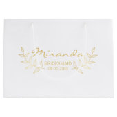 Elegant Gold Laurels gepersonaliseerde bridesmaids Large Cadeauzakje (Voorkant)