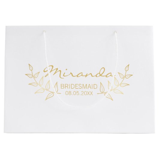 Elegant Gold Laurels gepersonaliseerde bridesmaids Large Cadeauzakje (Voorkant)