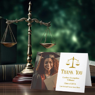 Elegant Gold Law School Afstuderen Foto Bedankkaart