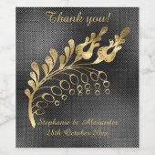 ELEGANT GOLD LEAF BLACK DENT  WIJN WIJN ETIKET (Enkel label)