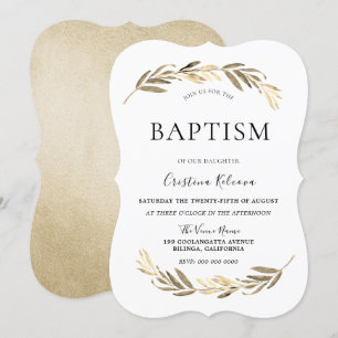 Elegant Gold Leaf Boy of Girl Baptism Christening Kaart