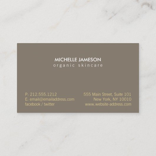 Elegant Gold Leaf Logo op Taupe Visitekaartje (Achterkant)
