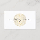 Elegant Gold Leaf Logo op Wit Visitekaartje (Voorkant)