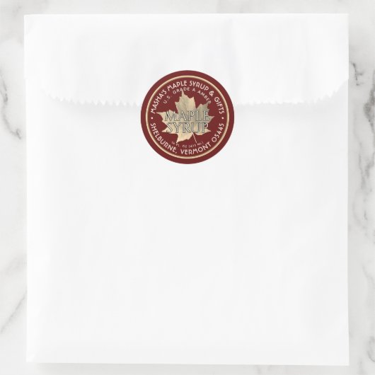 Elegant Gold Leaf Maple Syrup Sticker Red (Tas)