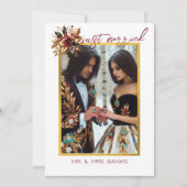 Elegant Gold Leaf Mariage photo Merci carte (Devant)