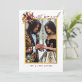 Elegant Gold Leaf Mariage photo Merci carte (Debout devant)