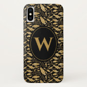 Elegant Gold Leaf Pattern Monogram Case-Mate iPhone Case (Achterkant)