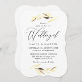 Elegant Gold Leaf Spring Fall Wedding Kaart (Voorkant / Achterkant)