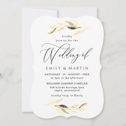 Elegant Gold Leaf Spring Fall Wedding Kaart (Voorkant)