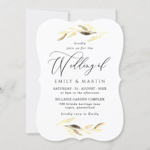 Elegant Gold Leaf Spring Fall Wedding Kaart