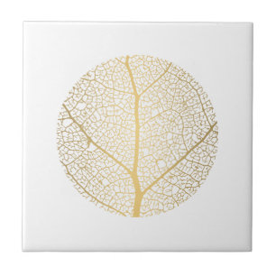 Elegant Gold Leaf Tree - keramische tegels Tegeltje