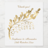 ELEGANT GOLD LEAF WIJNETIKET WIJN ETIKET (Enkel label)