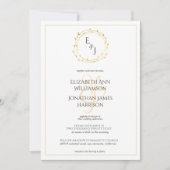 Elegant Gold Leaf Wreath Monogram Wedding Kaart (Voorkant)