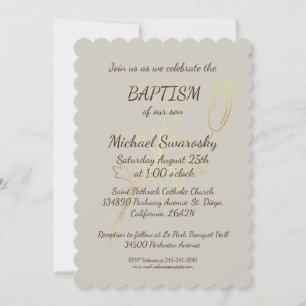 Elegant Gold Leaves Baptism/Christening Photo Flat Kaart