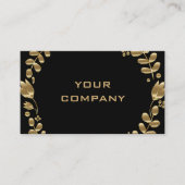 Elegant Gold Leaves Tulips Black Business Card Visitekaartje (Voorkant)