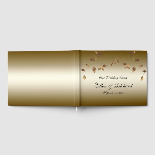 Elegant Gold Leaves Wedding Gastenboek (Volledig)