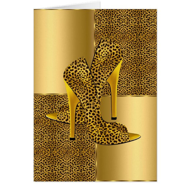 Elegant Gold Leopard High Heel Shoes Animal (Devant)
