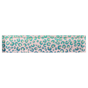 Elegant Gold leopard print Blue Mint Gradient Roze Naambordje