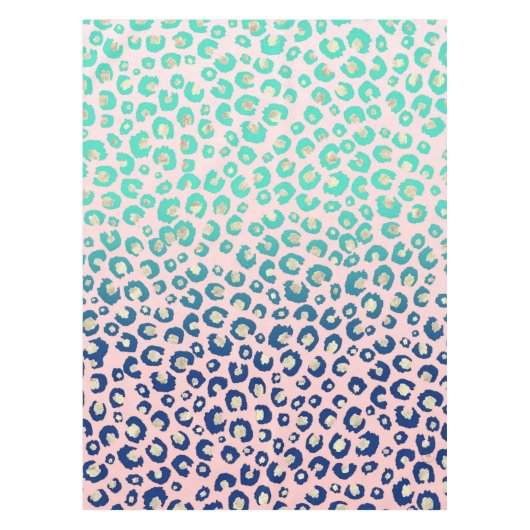 Elegant Gold leopard print Blue Mint Gradient Roze Tafelkleed (Voorkant)