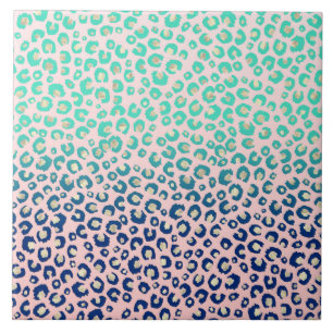 Elegant Gold leopard print Blue Munt Gradient Pink Tegeltje