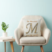 Elegant Gold Letter M Monogram Wedding Keepslag Kussen (Stoel)