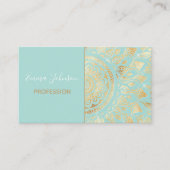 Elegant Gold Light Blauwgroen Mandala Floral Visitekaartje (Voorkant)